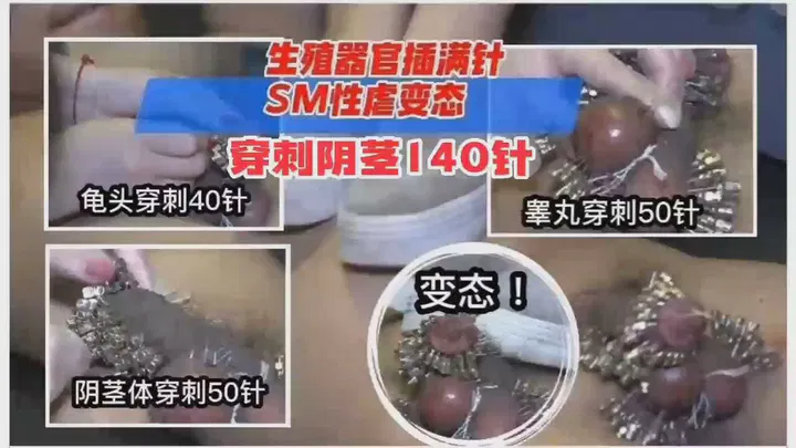 【SM调教】重口变态系列：慎入！生殖器官插满针，SM性虐穿针140针